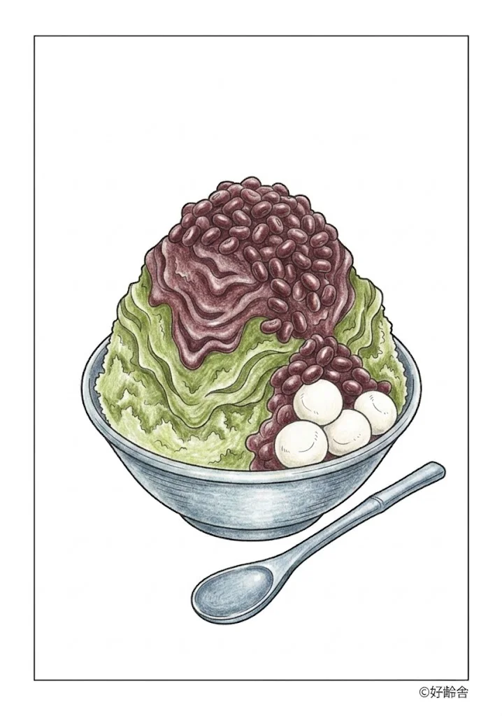 宇治金時の塗り絵 完成見本(カラーサンプル・高齢者レク用)