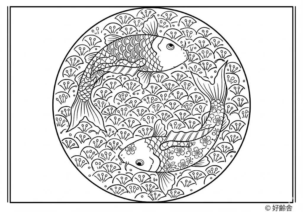 高齢者向け無料塗り絵：有田焼（A4印刷用・脳トレ介護レク）