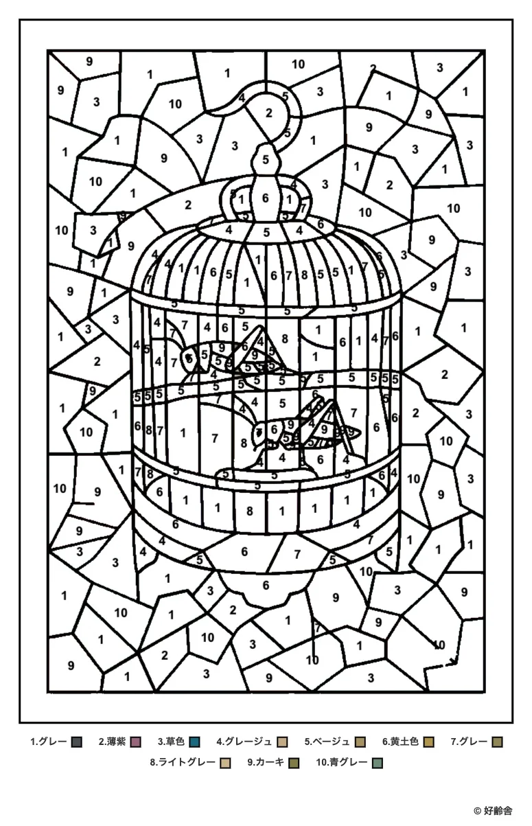 高齢者向け無料塗り絵：スズムシ（A4印刷用・脳トレ介護レク）