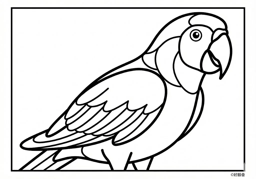 Printable Free Animal Coloring for Seniors: Parrot coloring page for seniors