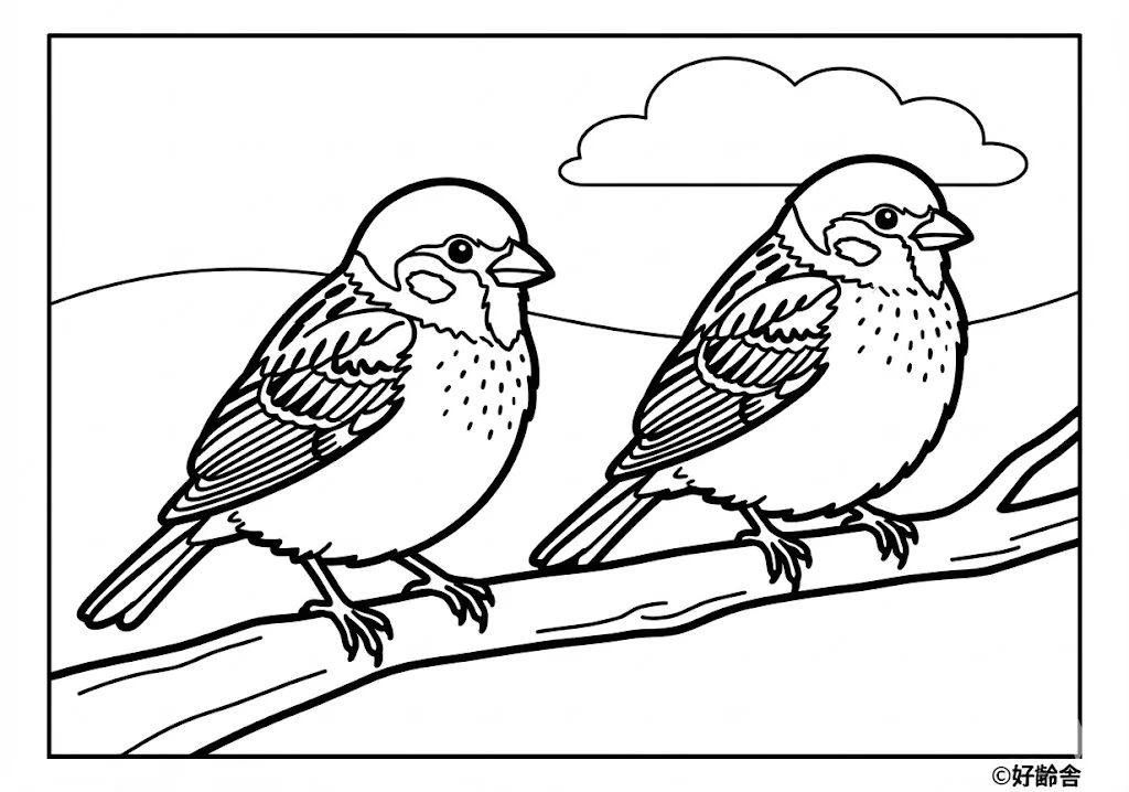Printable Free Animal Coloring for Seniors: Sparrow coloring page for seniors