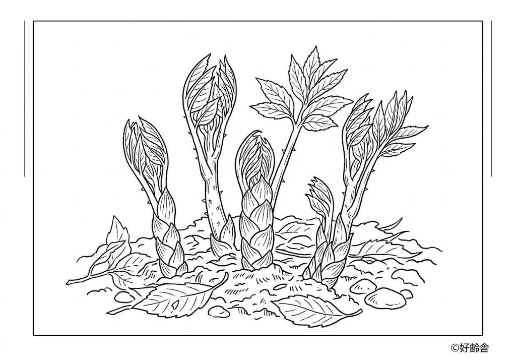 Printable Cod bud coloring book coloring page for seniors
