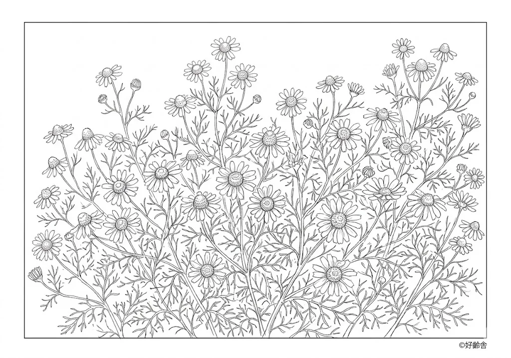 Printable Chamomile coloring book coloring page for seniors