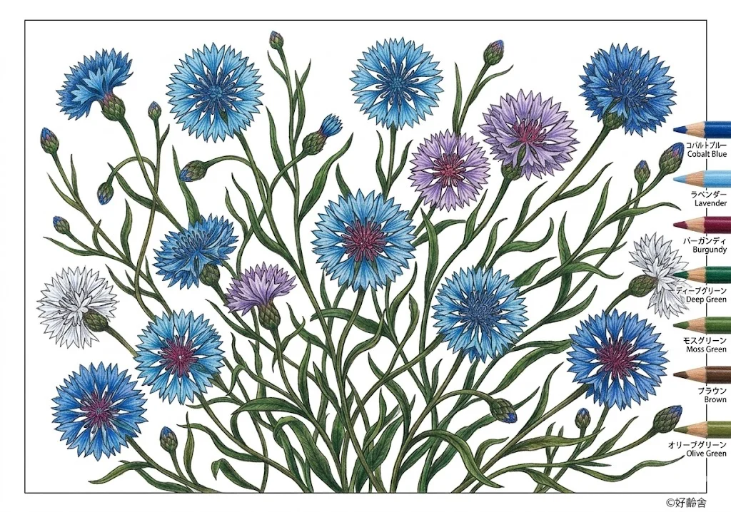 Colored Cornflower coloring book coloring page example