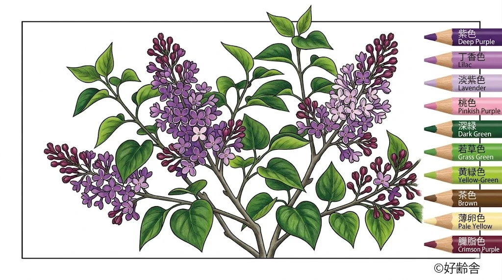 Colored Lilac coloring book coloring page example
