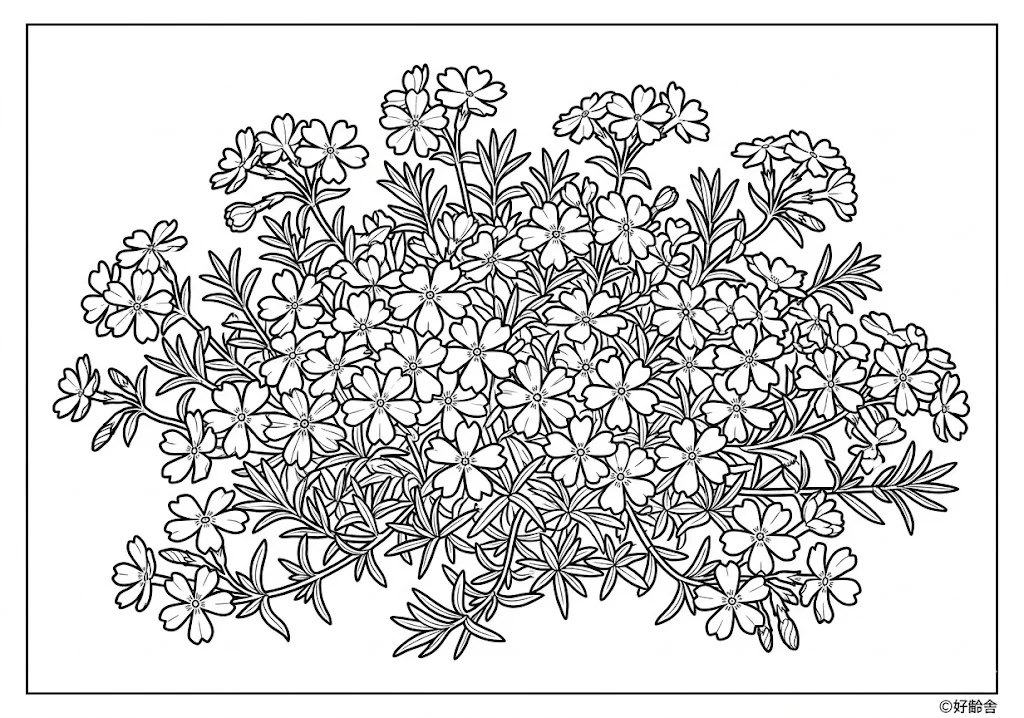 Printable Shibazakura coloring book coloring page for seniors