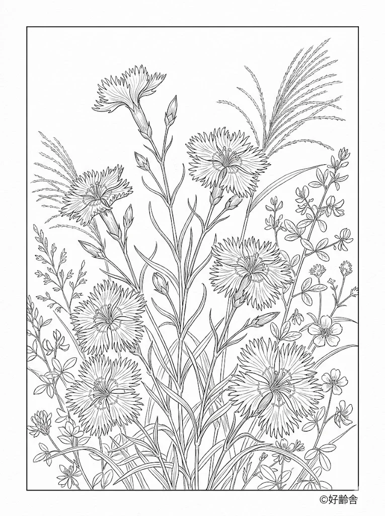Printable Nadeshiko coloring book coloring page for seniors
