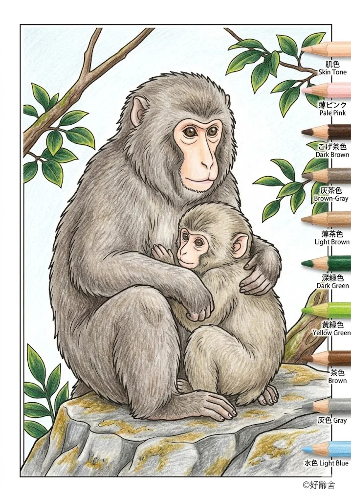 Japanese Macaque colored example