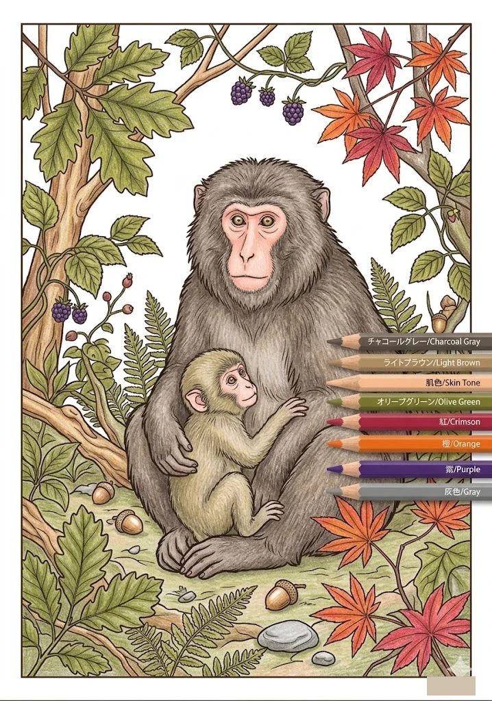Japanese Macaque colored example