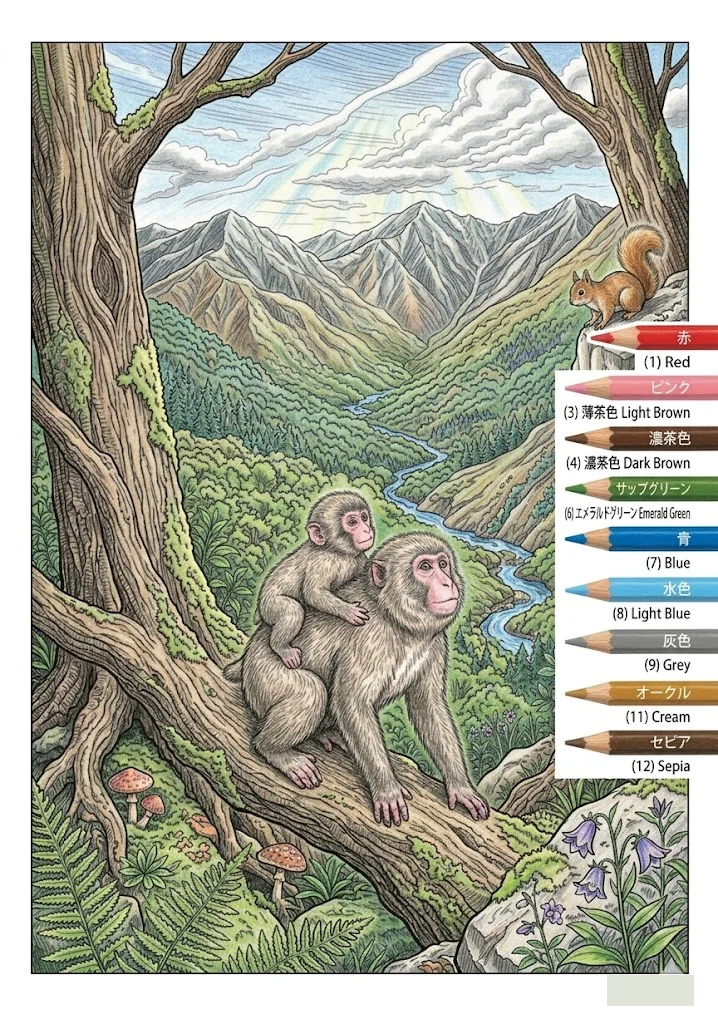 Japanese Macaque colored example