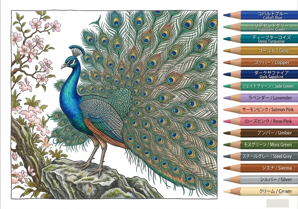 Peacock colored example