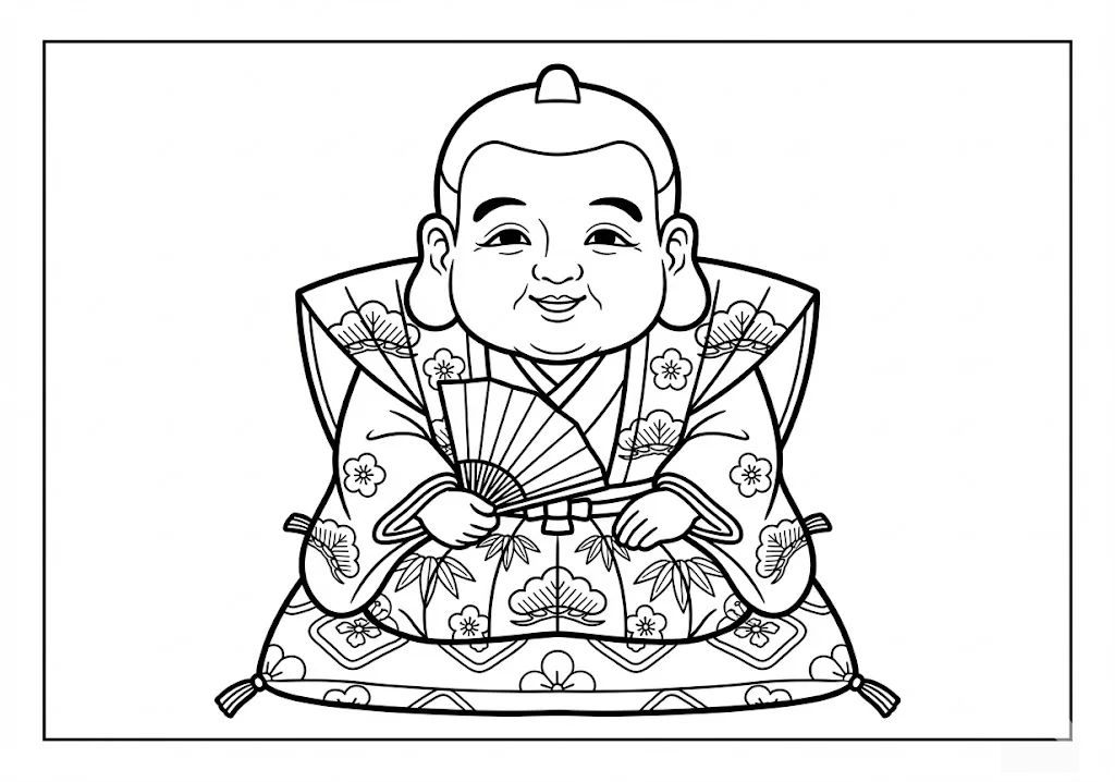 Printable free coloring page for seniors: Fukusuke coloring page