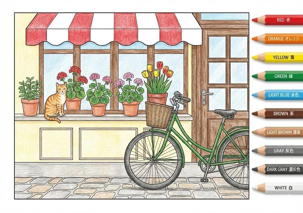 Colored sample of the Bicycle coloring page