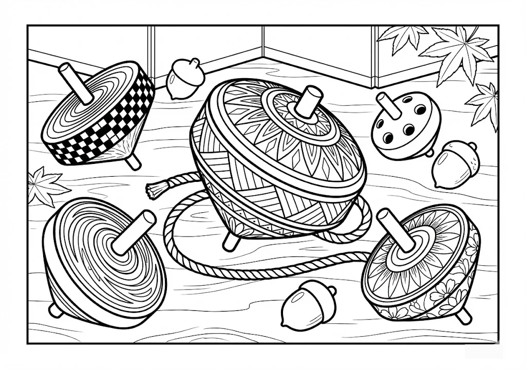 Printable free coloring page for seniors: Spinning Top coloring page