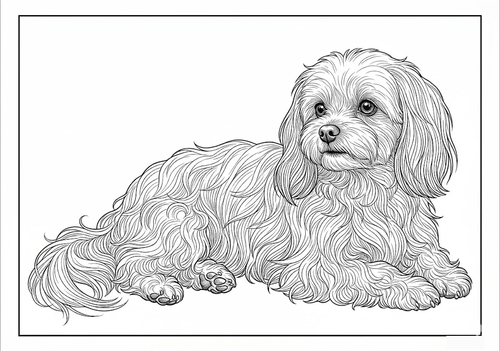 Printable free coloring page for seniors: Maltese coloring page