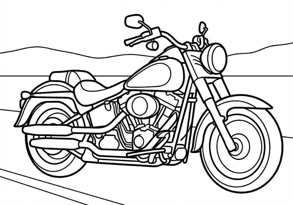 Printable free coloring page for seniors: Motorcycle coloring page