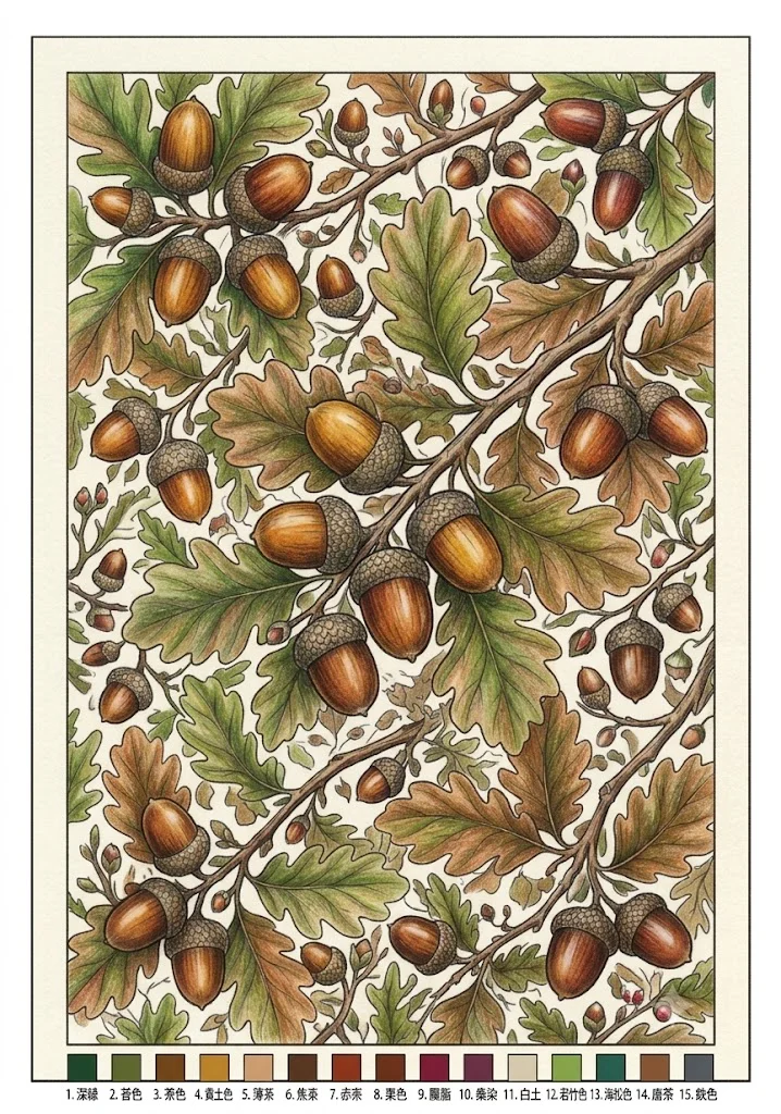 Colored Acorn coloring book coloring page example