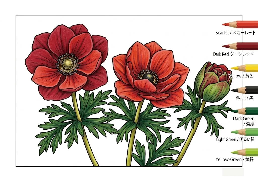 Colored Anemone coloring book coloring page example