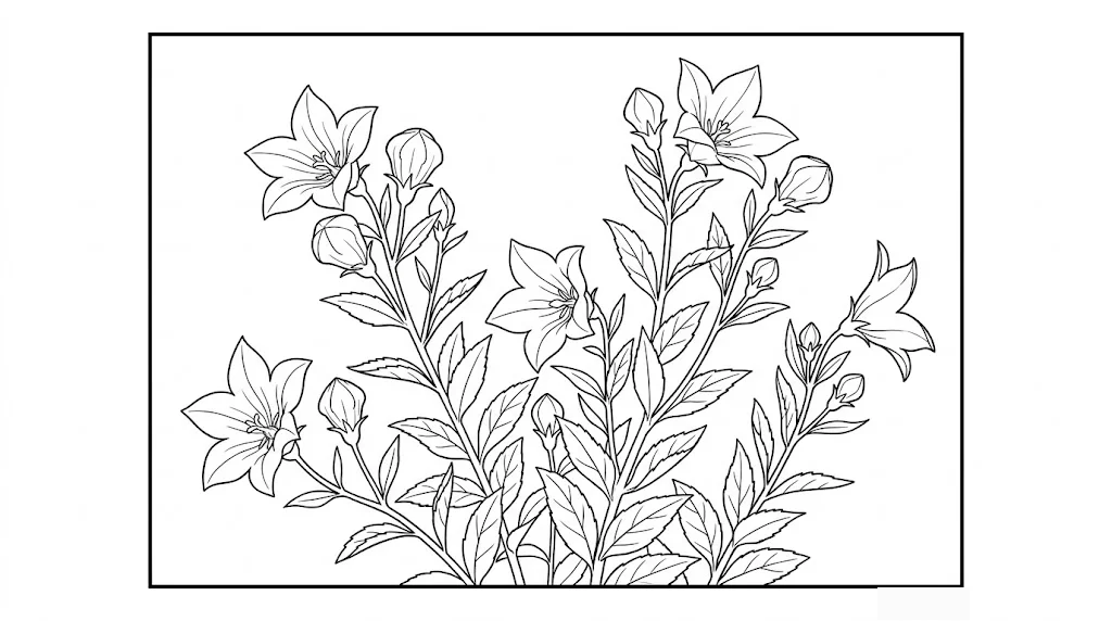 Printable Bellflower coloring book coloring page for seniors