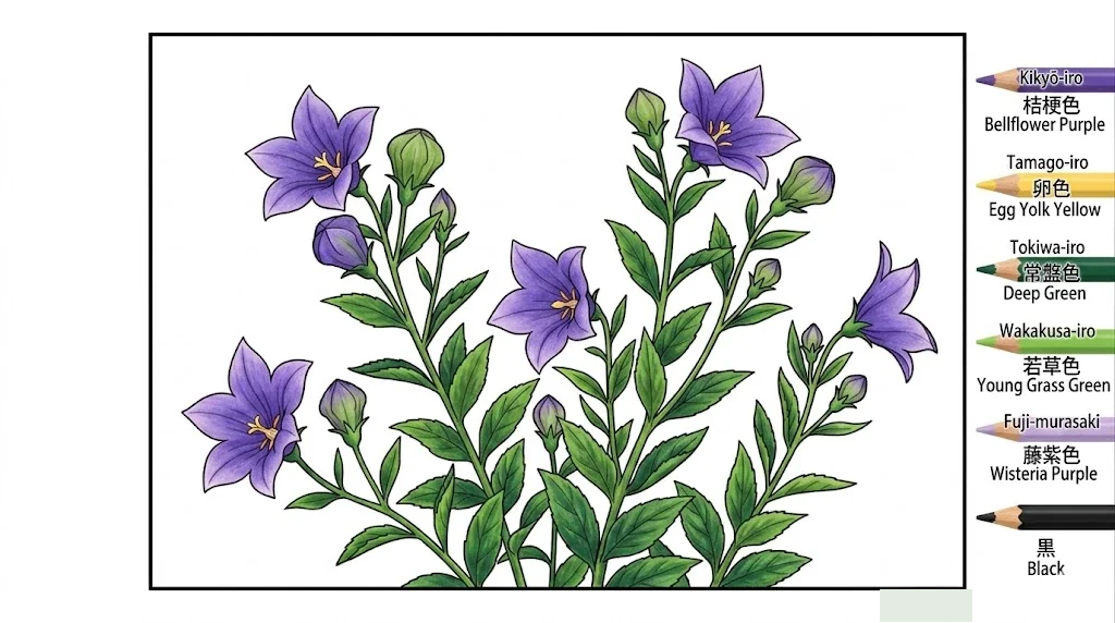 Colored Bellflower coloring book coloring page example