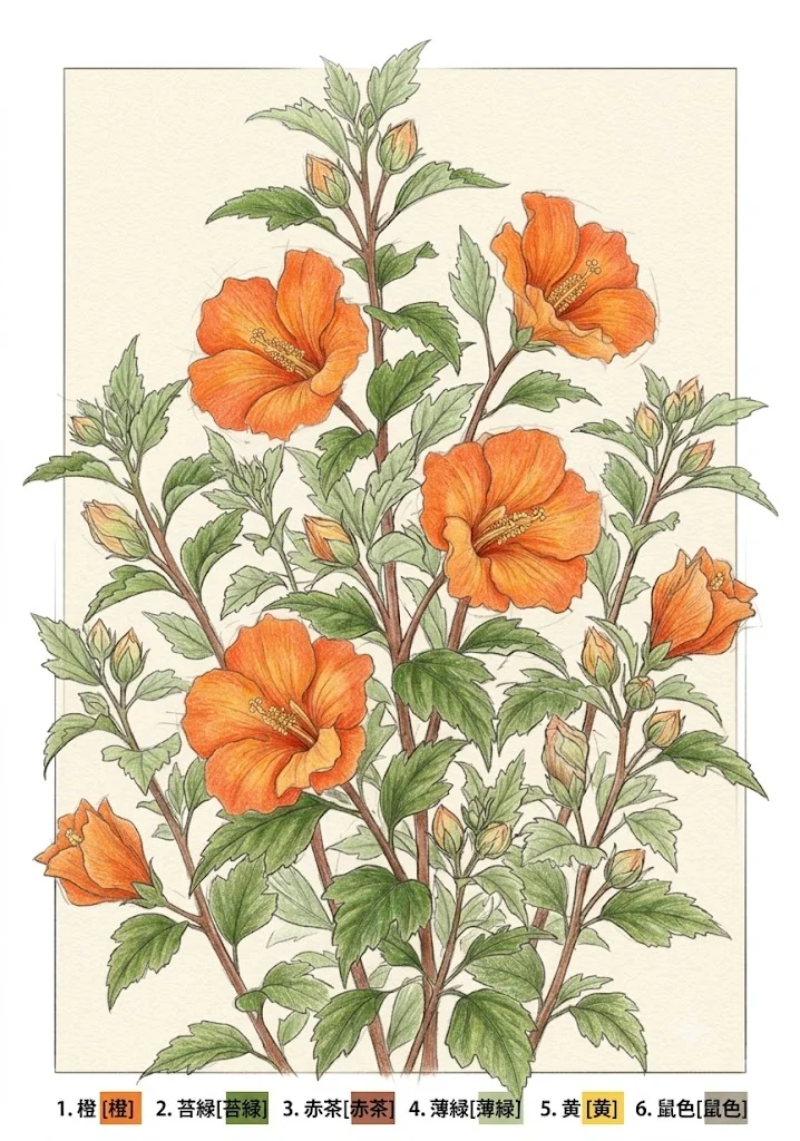 Colored Chinese Trumpet Vine coloring book coloring page example