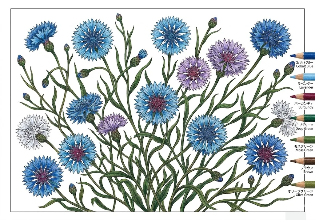 Colored Cornflower coloring book coloring page example