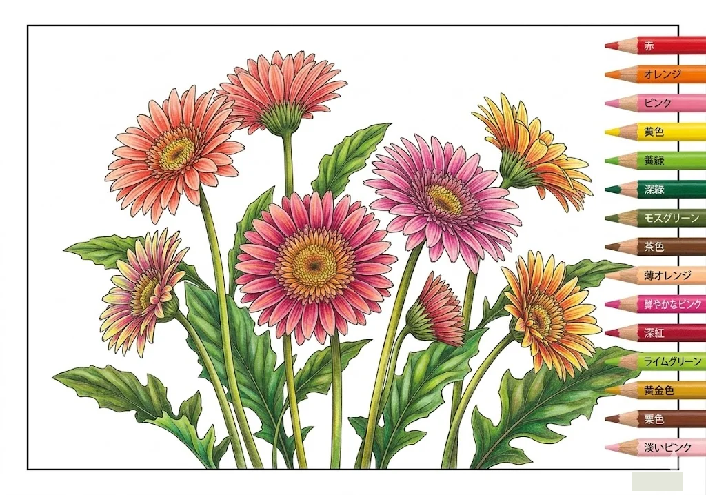 Colored Gerbera coloring book coloring page example