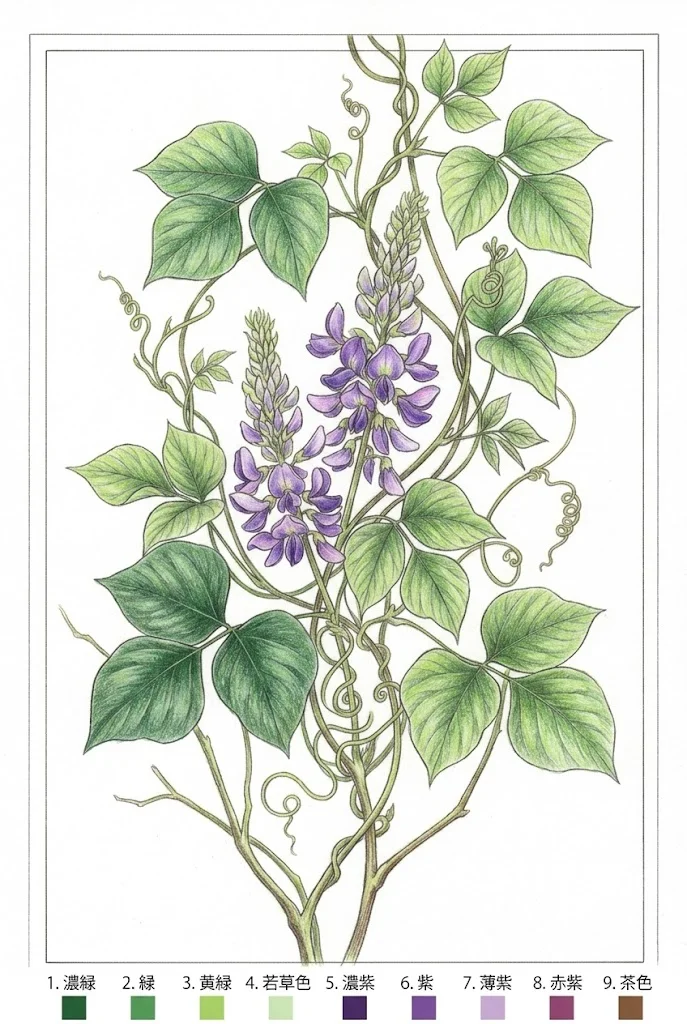 Colored Kudzu coloring book coloring page example