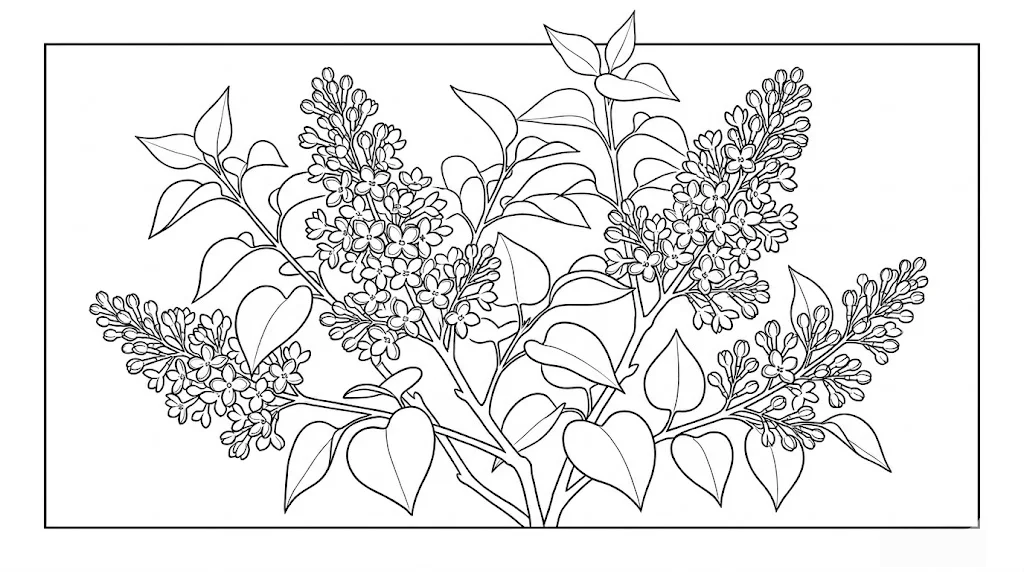 Printable Lilac coloring book coloring page for seniors