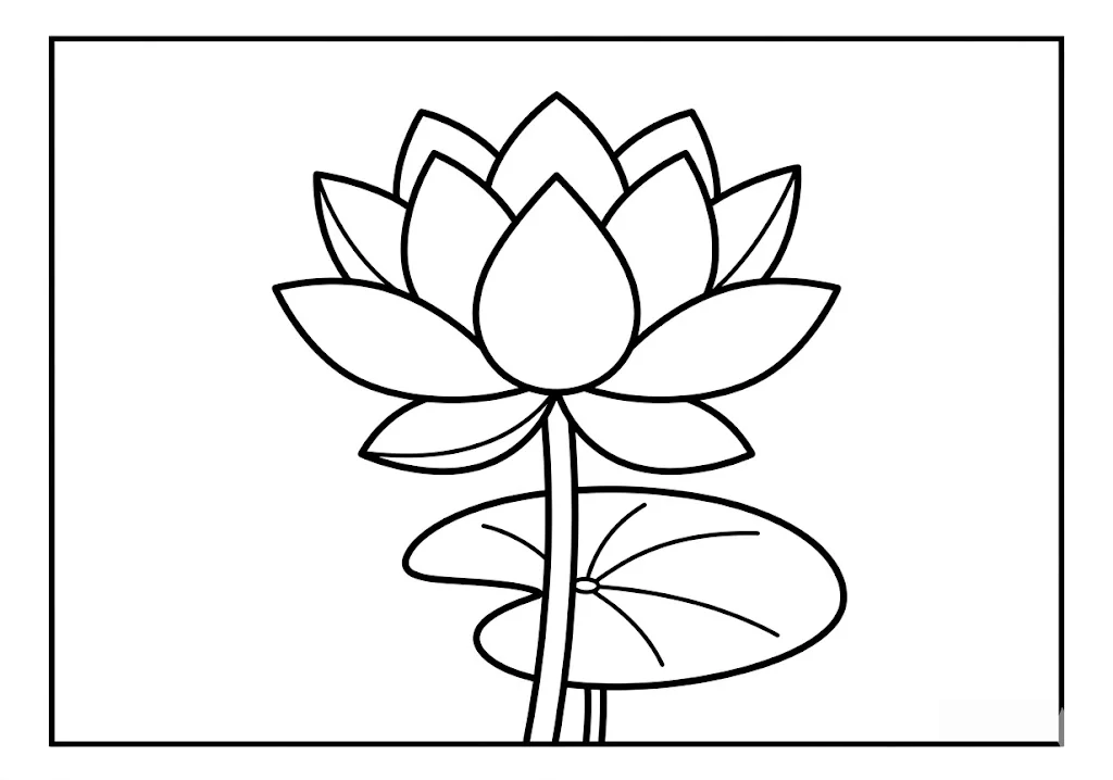 Printable Lotus coloring book coloring page for seniors