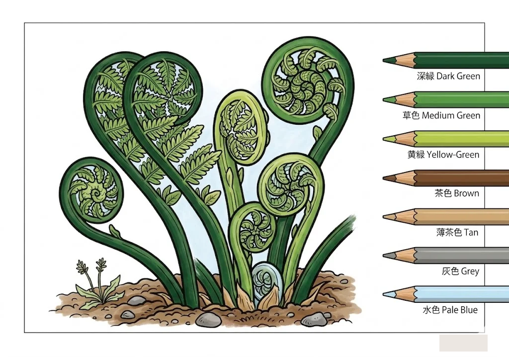 Colored Royal Fern coloring book coloring page example