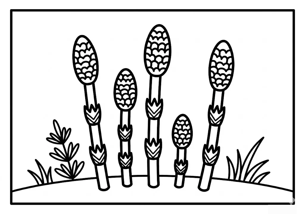 Printable Horsetail Shoots coloring book coloring page for seniors