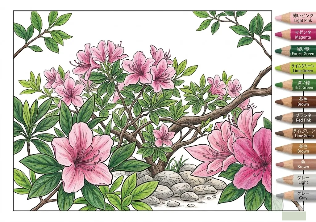 Colored Azalea coloring book coloring page example
