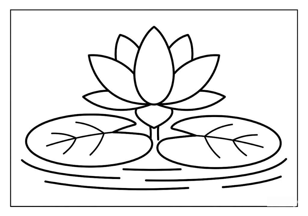 Printable Water lily coloring book coloring page for seniors