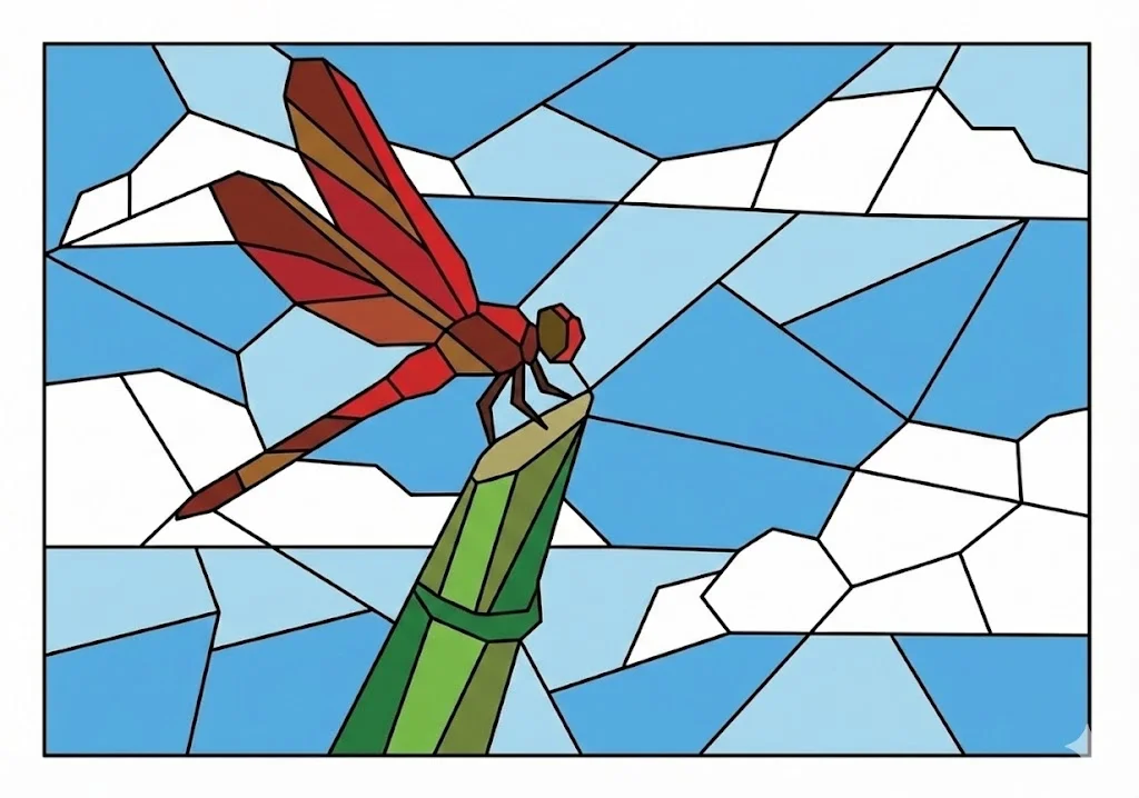 Colored Dragonfly Puzzle Coloring coloring page example