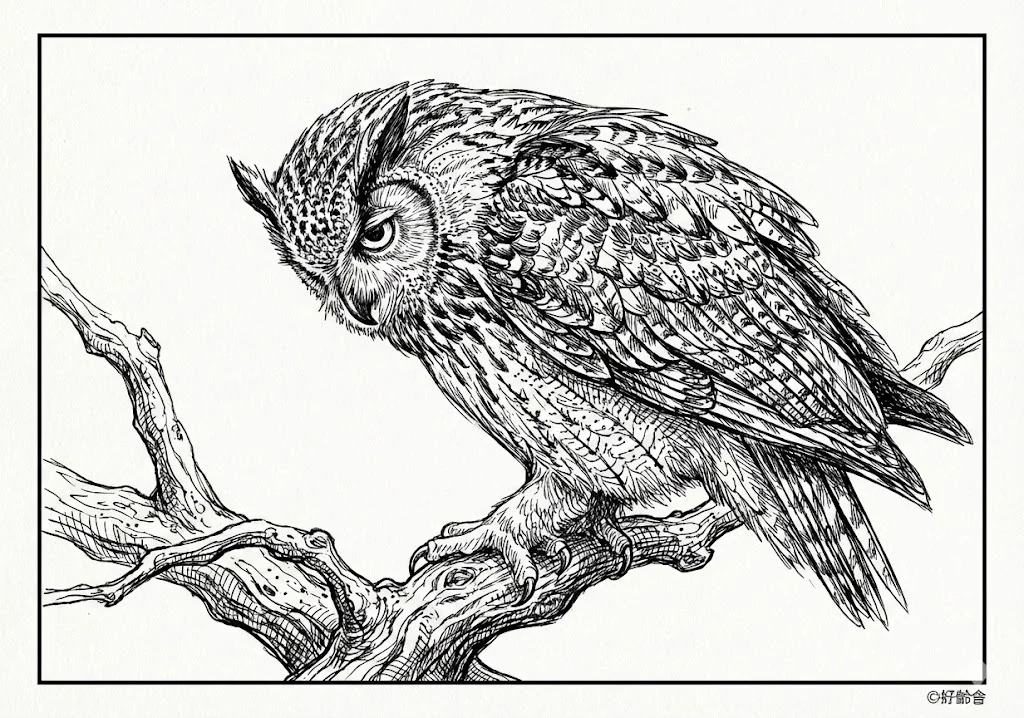 Dibujo de Búho (04) para colorear para personas mayores