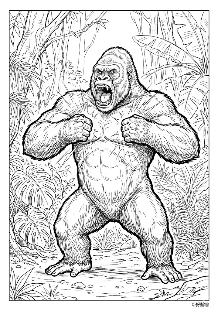 Dibujo de Gorila (04) para colorear para personas mayores