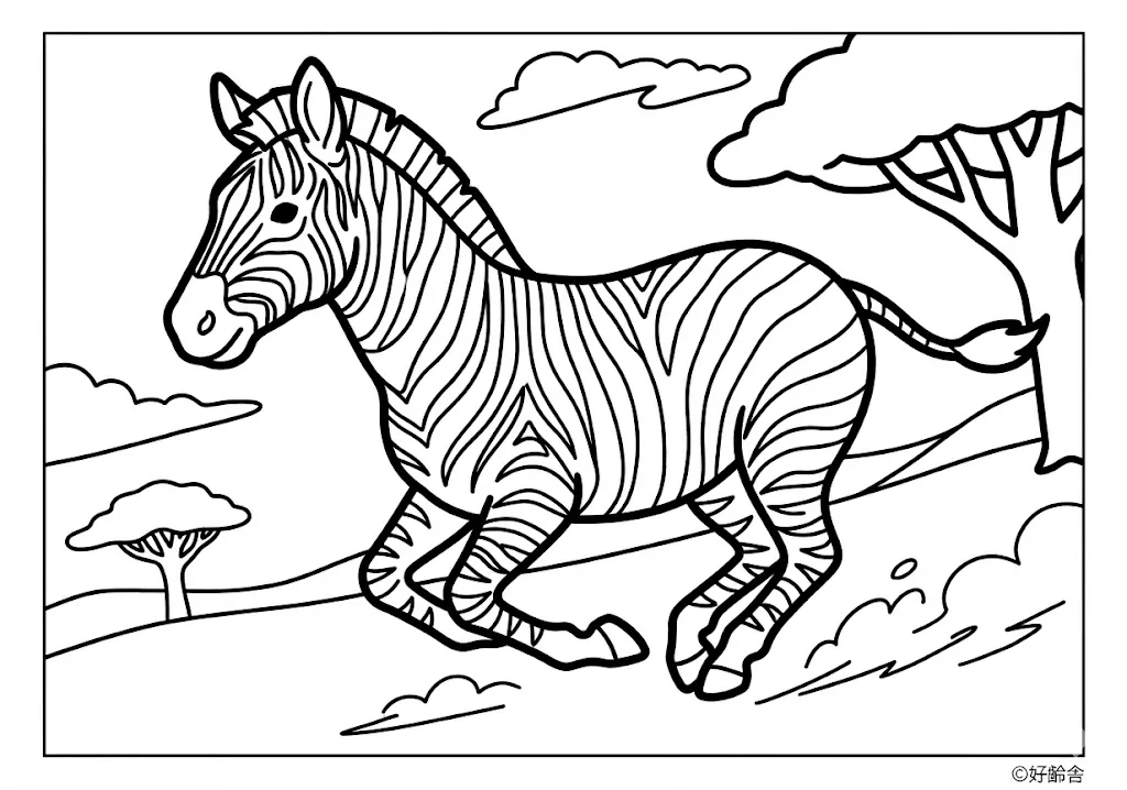 Dibujo de Cebra (02) para colorear para personas mayores