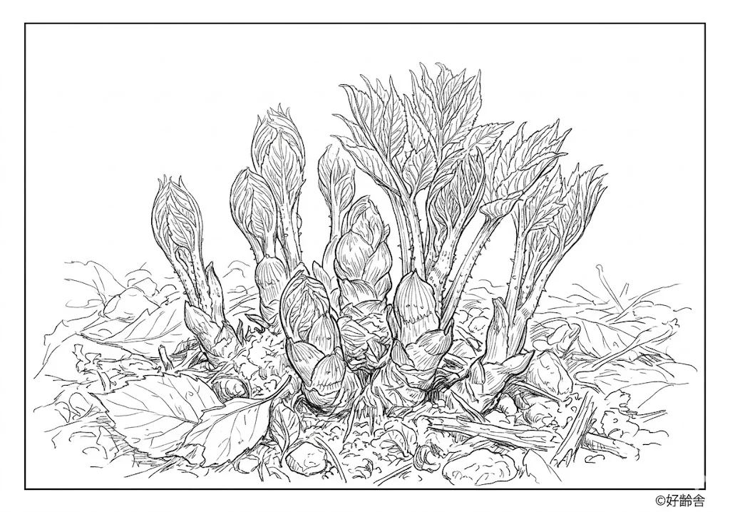 Dibujo de Capullos de flores de Aralia (4) para colorear para personas mayores