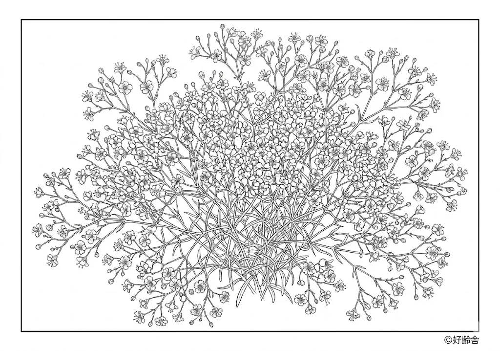 Dibujo de Gypsophila (4) para colorear para personas mayores