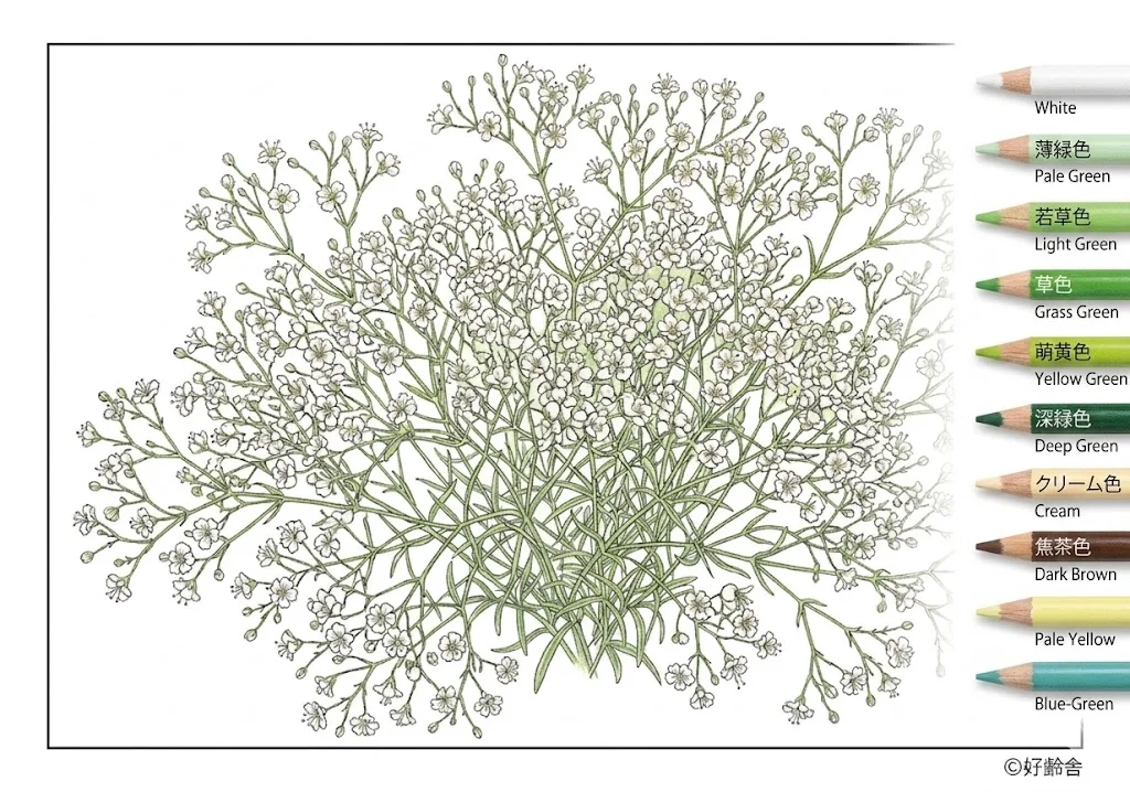Ejemplo de Gypsophila (4) coloreado