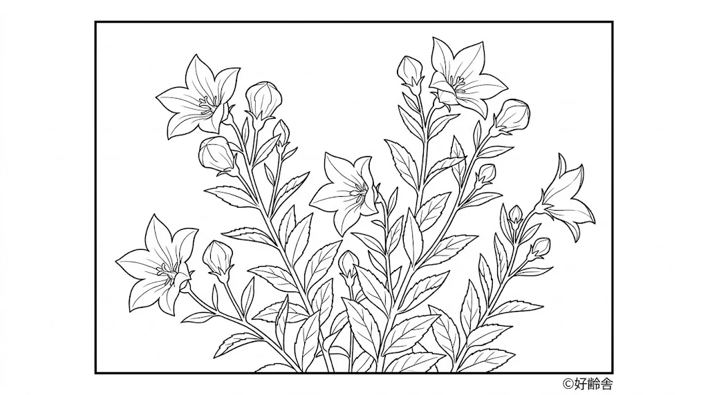Dibujo de Platicodón (3) para colorear para personas mayores
