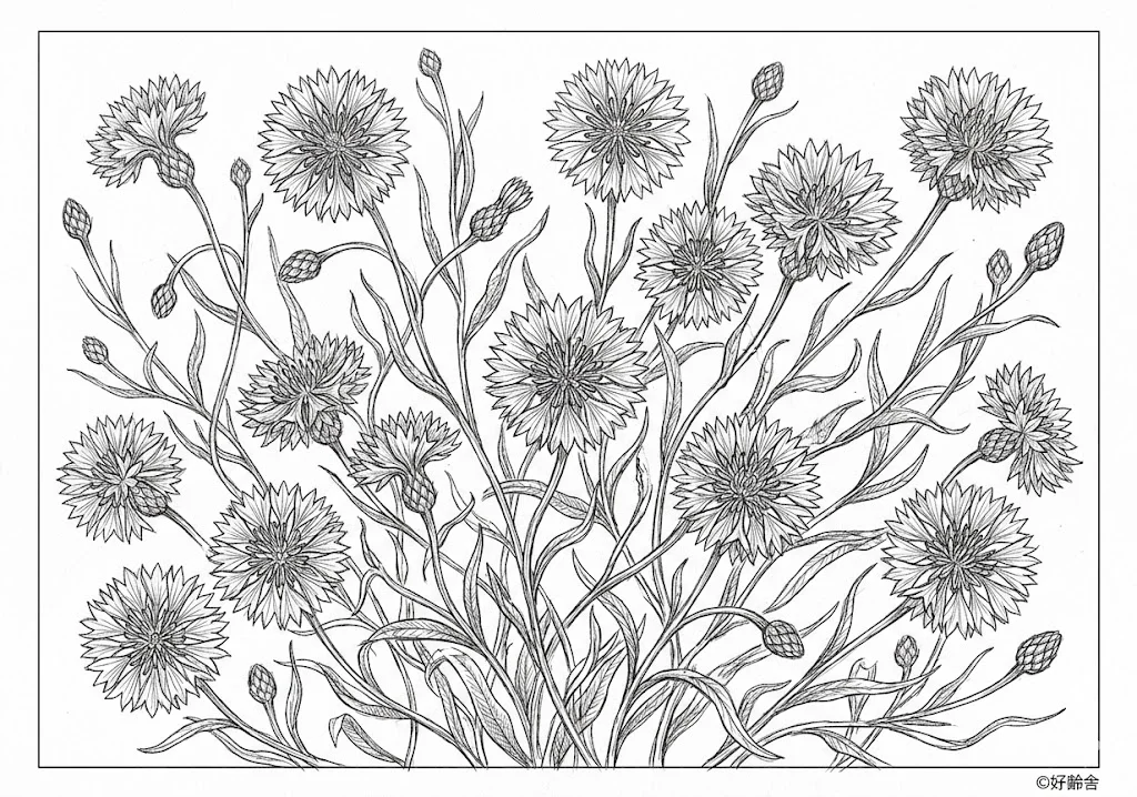 Dibujo de Aciano (4) para colorear para personas mayores