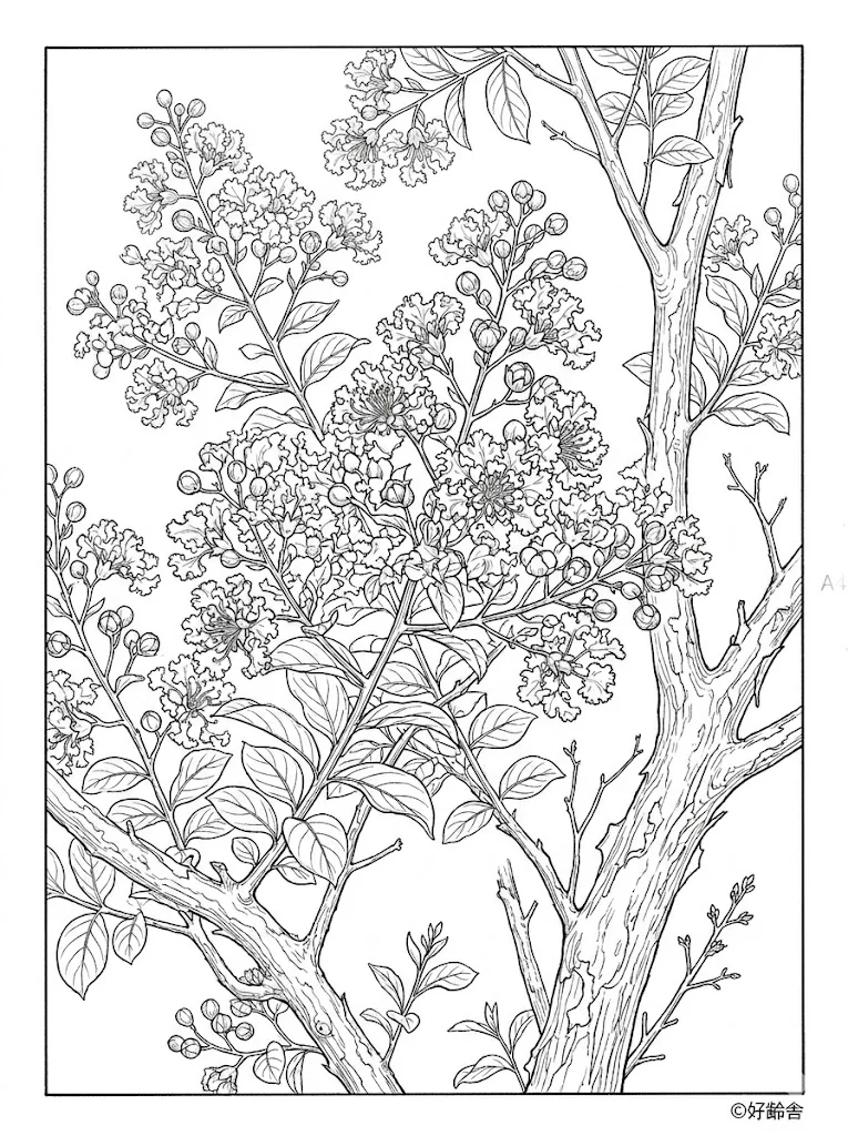 Dibujo de Crepe de mirto (4) para colorear para personas mayores