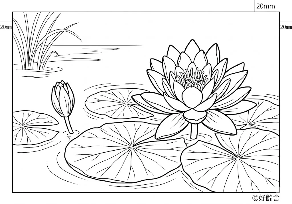 Dibujo de Lirio de agua para colorear para personas mayores