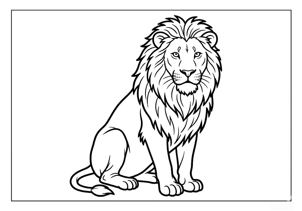 Coloriage d'animaux gratuit imprimable pour seniors : Lion
