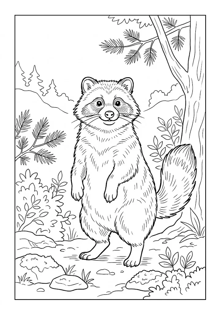 Coloriage pour seniors : Chien viverrin — à imprimer