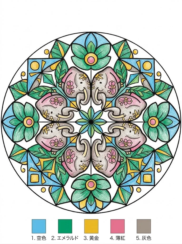 Exemple de coloriage : Mandala Éléphant