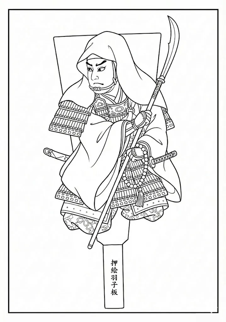 Coloriage gratuit à imprimer pour seniors : Hagoita