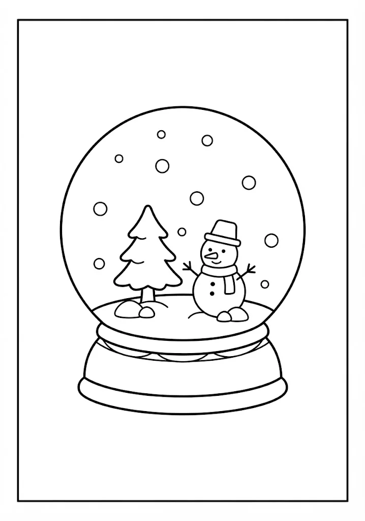 Coloriage gratuit à imprimer pour seniors : Boule à neige
